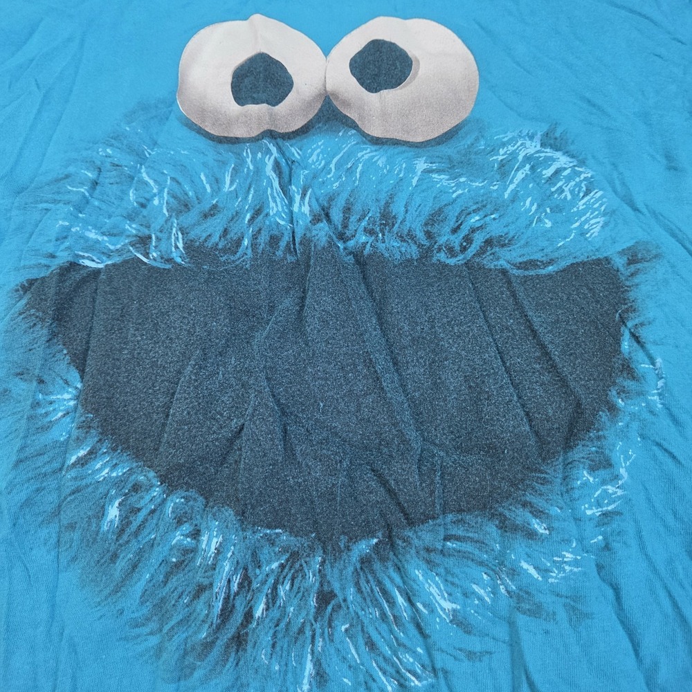 Sesame Street T Shirt Mens M Cookie Monster Graphic Short Sleeve Crew Neck Blue